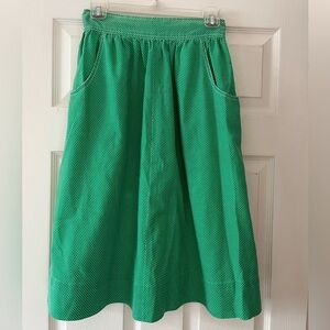 Vintage Green & White Polka Dot A-line Skirt with Pockets